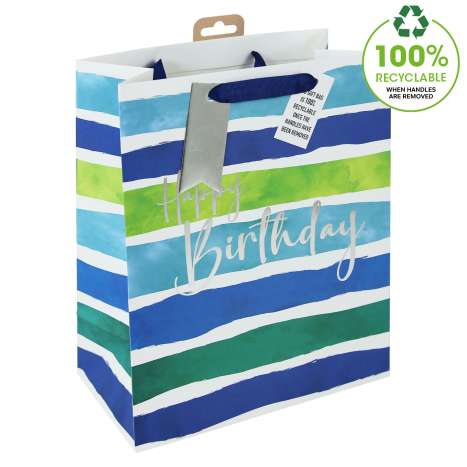 Large Gift Bags (26.5cm x 33cm) - Male Birthday Stripes