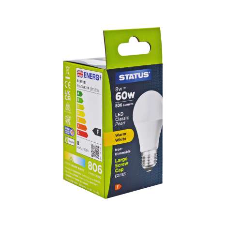 Status LED Classic Light Bulb (8w=60w) Large Screw (E27)