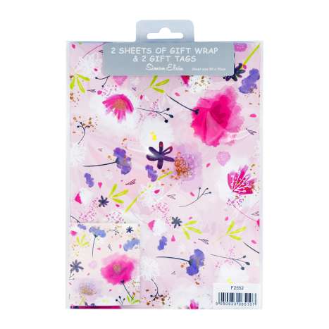 Gift Wrap 2 Pack + 2 Tags (50cm x 70cm) - Floral