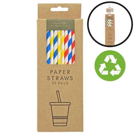 Homeware Essentials Paper Straws 25 Pack (Clip Strip Provided)