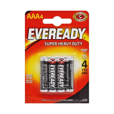 Eveready Super Heavy Duty AAA Batteries 4 Pack