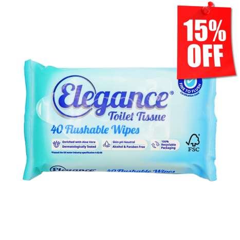 Elegance Toilet Tissue Flushable Wipes 40 Pack