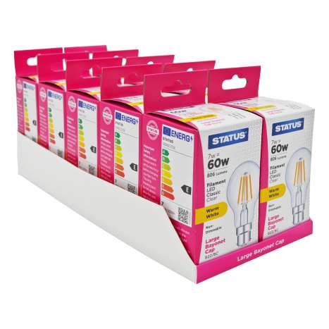 Status Filament LED Classic Light Bulb (7w=60w) Bayonet (B22)