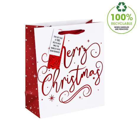 Medium Gift Bags (21.5cm x 25.3cm) - Merry Christmas