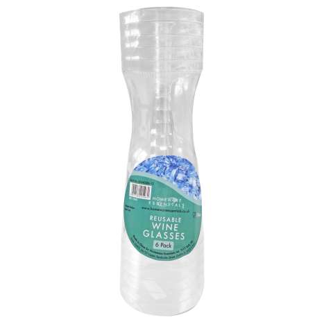Homeware Essentials Reusable Plastic Wine Glasses (210ml) 6 Pack