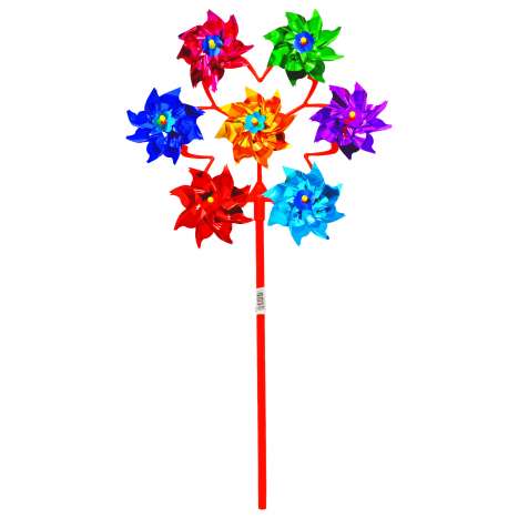 Foil Windmill with 7 Heads (19.5cm) - Assorted Colours