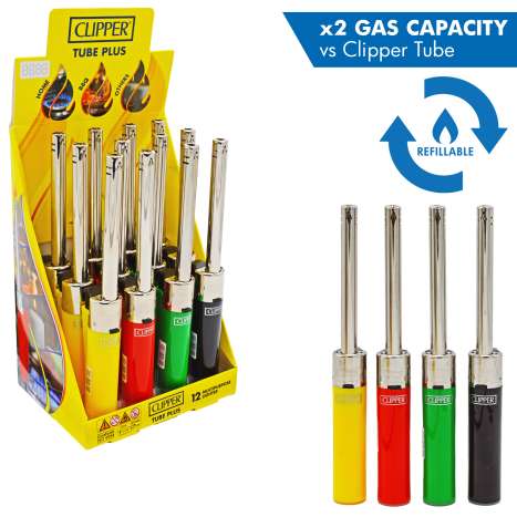 Clipper Tube Plus Utility Lighter - Assorted Colours