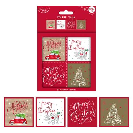 Christmas Gift Tags 32 Pack (Assorted) - Contemporary