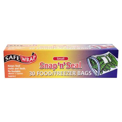 Safe Wrap Food & Freezer Bags (18cm x 23cm) 30 Pack - Small