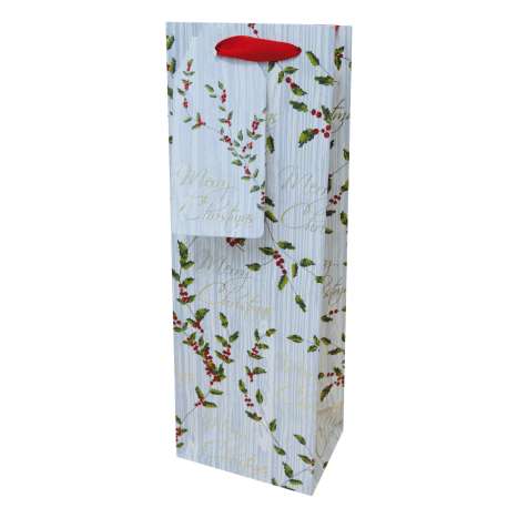 Holly Christmas Bottle Bag