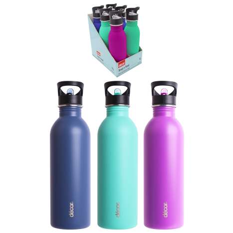 Décor Snap n Seal Soft Touch Stainless Steel Bottle 1L - Assorted Colours