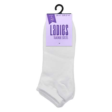 Ladies Trainer Socks 3 Pack (Size: 4-7) - White