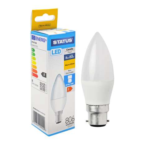 Status LED 8w=60w Candle Bayonet Cap Light Bulb