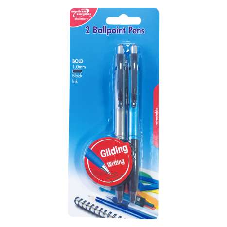 Homeware Essentials Retractable Ballpoint Pens 2 Pack