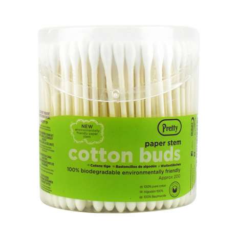 Pretty Biodegradable Cotton Buds 200 Pack - Round Tub