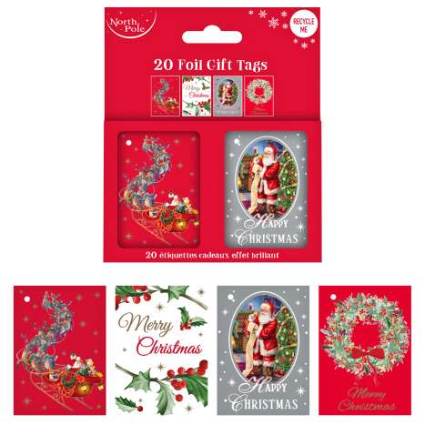 Christmas Gift Tags 20 Pack (Assorted) - Traditional