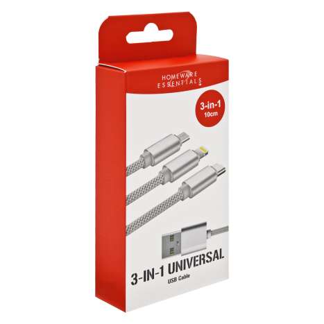 Homeware Essentials 3 in 1 Universal USB Cable 10cm