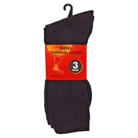 Mens Thermal Socks 3 Pack (Size: 7-11) - Black