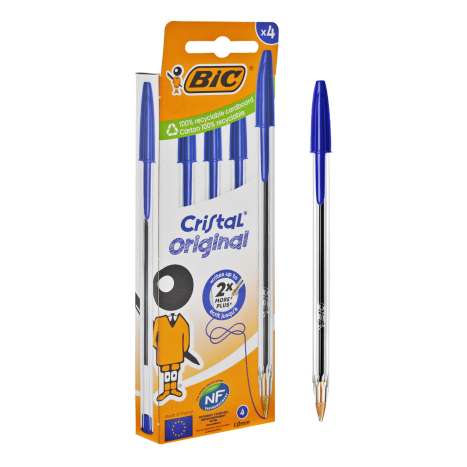 BIC Cristal Original Pens 4 Pack - Blue