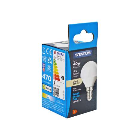 Status LED Round Golf Ball Light Bulb (5w=40w) Small Screw (E14)