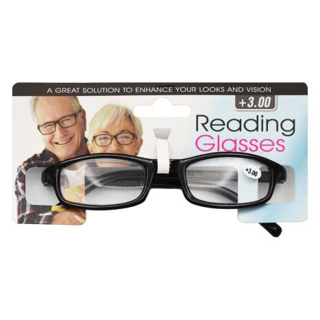 Unisex Reading Glasses +3.00 - Black