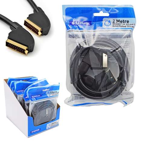 Status Gold Plated Scart Lead 2M