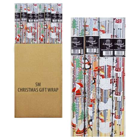 Christmas Wrap 5M (Assorted) - Santa & Friends