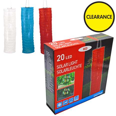 20 LED Solar Powered Lantern – Assorted Colours