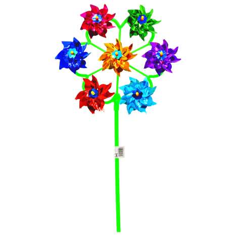 Foil Windmill with 7 Heads (19.5cm) - Assorted Colours
