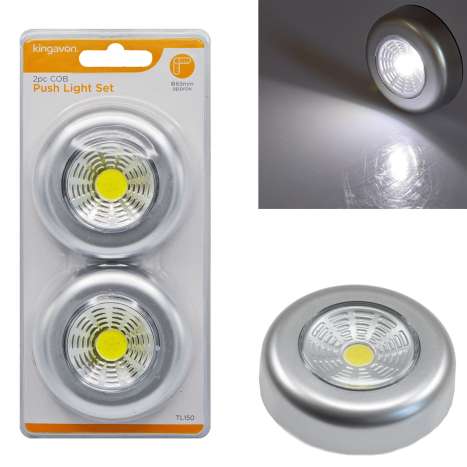 Kingavon LED COB Circular Push On Light Set (2 Pack)