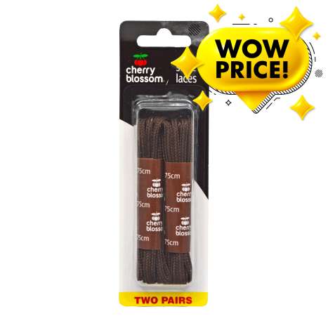Cherry Blossom Shoe Laces (75cm) 2 Pack - Brown