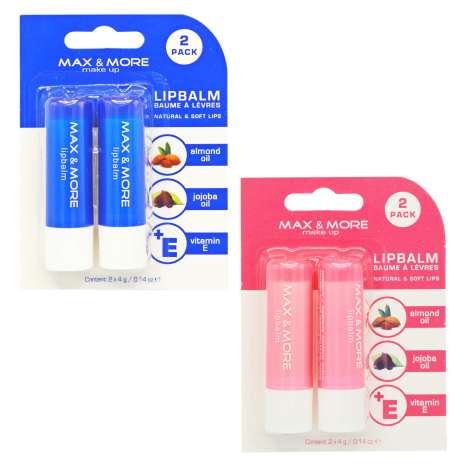 Max & More Lip Balm 2 Pack - Assorted Colours