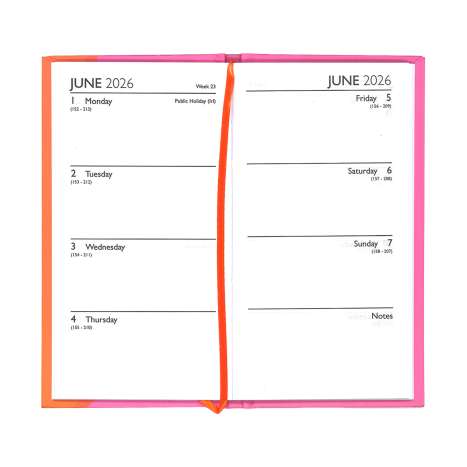 2026 Slimline Diary (16cm x 8.5cm) - Contrast Colour