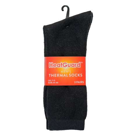 HeatGuard Mens Thermal Socks (Size: 6-11) 3 Pack - Black