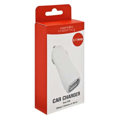Homeware Essentials Dual USB Car Charger 2.1 Amp