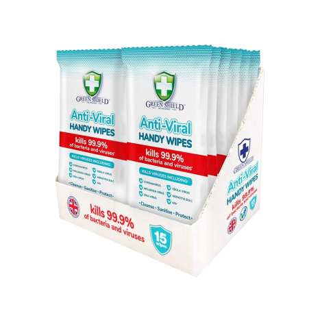 Green Shield Anti-Viral Handy Wipes 15 Pack