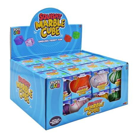 Play Hub Squishy Marble Cube (5cm) - Assorted Colours