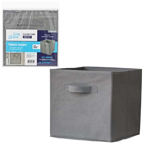 Living Elements Large Fabric Cube Storage Box - Charcoal