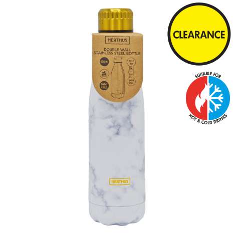 Nerthus Stainless Steel Hot & Cold Drinks Bottle (500ml) - White Marble