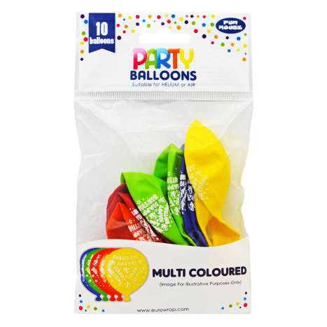 Happy Birthday Balloons Multi-Coloured – 10 Pack