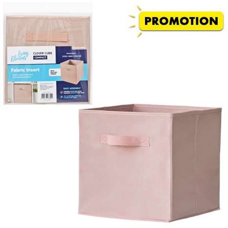 Living Elements Large Fabric Cube Storage Box - Blush Pink