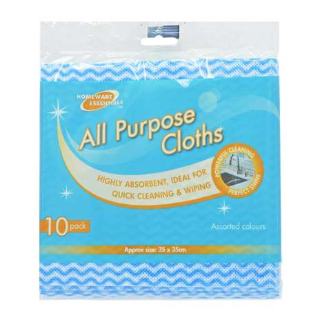 Homeware Essentials All Purpose Cloths (35cm x 35cm) 10 Pack - Assorted Colours