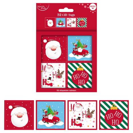 Christmas Gift Tags 32 Pack (Assorted) - Cute