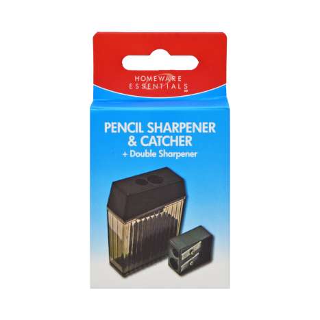 Homeware Essentials Pencil Sharpener with Catcher & Double Sharpener
