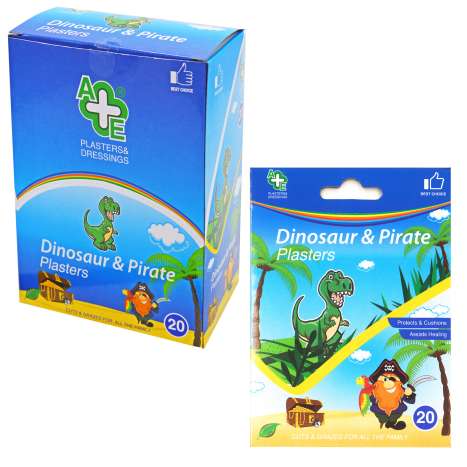 A&E Dinosaur & Pirate Plasters 20 Pack