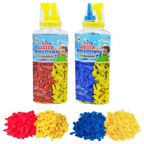 Water Balloons (with Water Fillers) 500 Pack - Assorted Colours