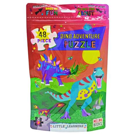 Little Learners Puzzle Bag 48 Pieces - Dino Adventure