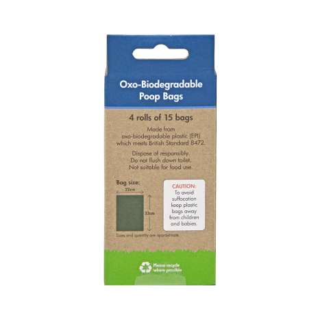 Homeware Essentials Oxo-Biodegradable Poop Bags (4 Rolls x 15 Bags)