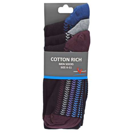 Men's Moon Walker Cotton Rich Socks (Size: 6-11) 3 Pack - Assorted Designs