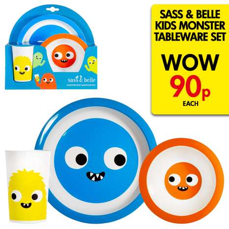 Sass & Belle Kids Monster Tableware Set